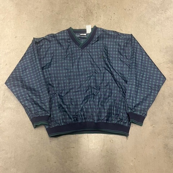 Y2K Oversized Plaid‎ Checkerboard Jerzees Golf Pullover - Picture 1 of 5
